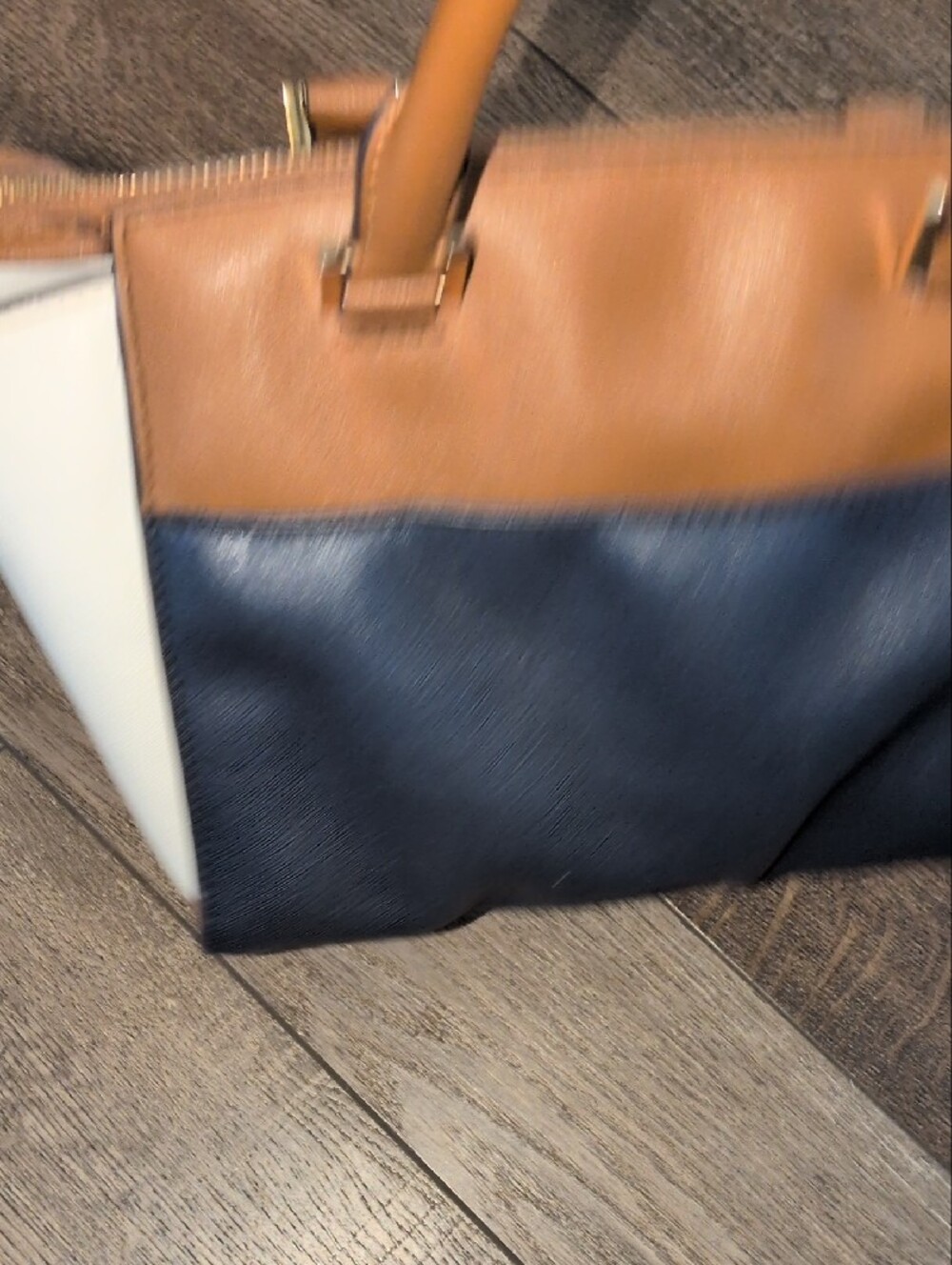MICHAEL Michael Kors Tri-Color Leather Satchel in Brown, Black & Cream - Picture 7 of 12
